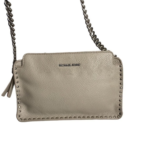Michael kors light gray studded crossbody bag